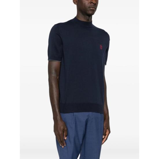  브루넬로 쿠치넬리 반팔 티셔츠 스웨터 티셔츠 블루 - BRUNELLO CUCINELLI