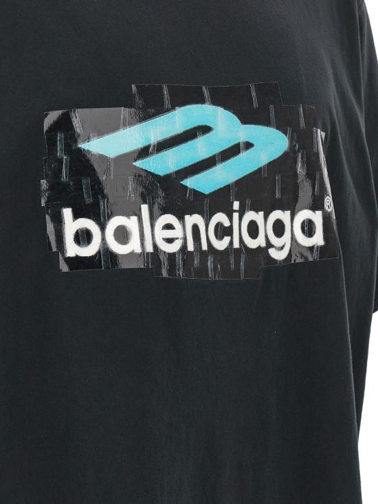  발렌시아가 반팔 티셔츠 프린트 티셔츠 블랙 - BALENCIAGA