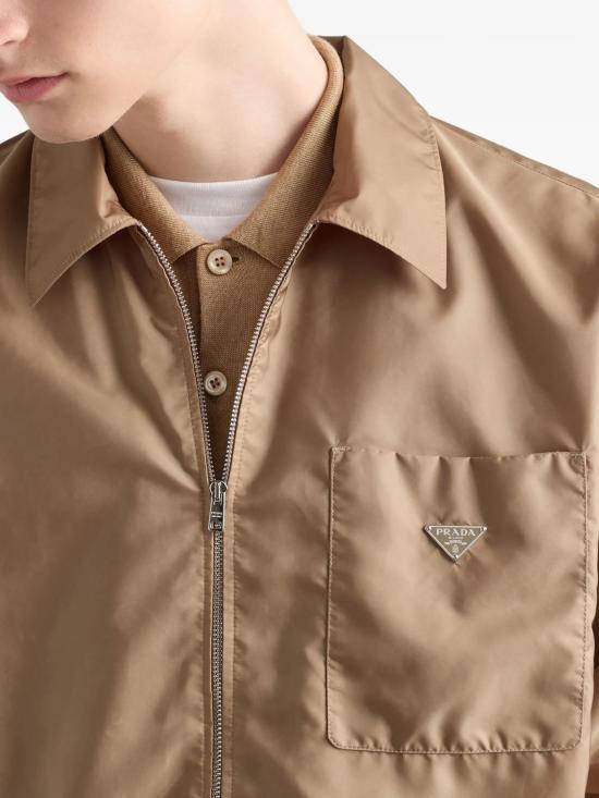 26SS 프라다 리나일론 지퍼 셔츠 SC8471WQ9 F034X MASTICE - PRADA