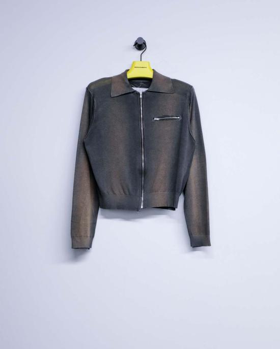  카미엘 포트젠스 가디건 카미엘 포트겐스 네이비 & 블랙 선페이드 실크 코튼 70년대