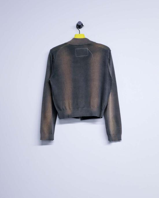  카미엘 포트젠스 가디건 카미엘 포트겐스 네이비 & 블랙 선페이드 실크 코튼 70년대 - CAMIEL FORTGENS