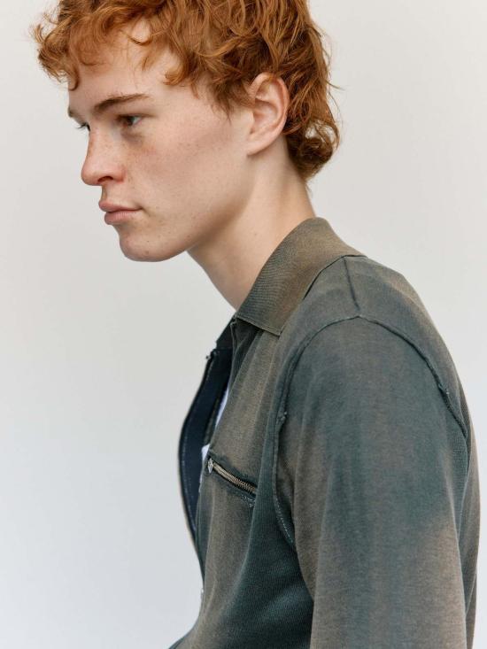  카미엘 포트젠스 가디건 카미엘 포트겐스 네이비 & 블랙 선페이드 실크 코튼 70년대 - CAMIEL FORTGENS