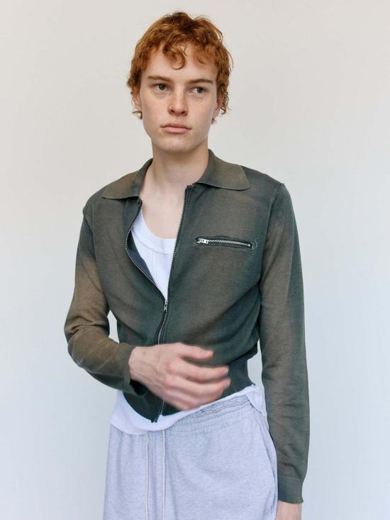  카미엘 포트젠스 가디건 카미엘 포트겐스 네이비 & 블랙 선페이드 실크 코튼 70년대