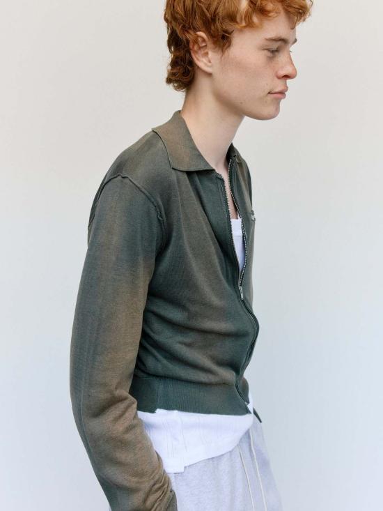  카미엘 포트젠스 가디건 카미엘 포트겐스 네이비 & 블랙 선페이드 실크 코튼 70년대 - CAMIEL FORTGENS