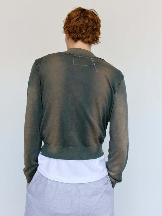  카미엘 포트젠스 가디건 카미엘 포트겐스 네이비 & 블랙 선페이드 실크 코튼 70년대 - CAMIEL FORTGENS