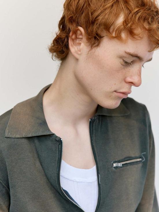  카미엘 포트젠스 가디건 카미엘 포트겐스 네이비 & 블랙 선페이드 실크 코튼 70년대 - CAMIEL FORTGENS