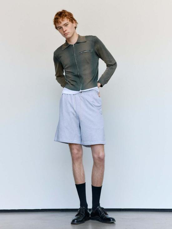  카미엘 포트젠스 가디건 카미엘 포트겐스 네이비 & 블랙 선페이드 실크 코튼 70년대 - CAMIEL FORTGENS