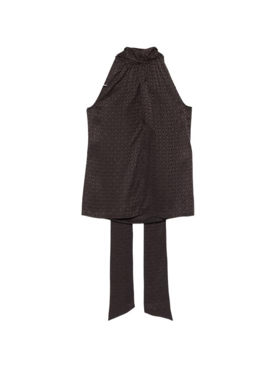  구찌 민소매 티셔츠 실크 탑 탱크탑 브라운