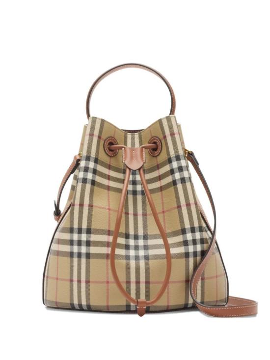 26SS 버버리 스몰 체크 레더 드로우스트링 버킷백 8109795155142 A9534 VCHBRBROWN