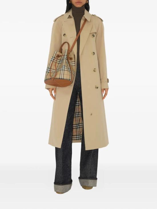 26SS 버버리 스몰 체크 레더 드로우스트링 버킷백 8109795155142 A9534 VCHBRBROWN - BURBERRY