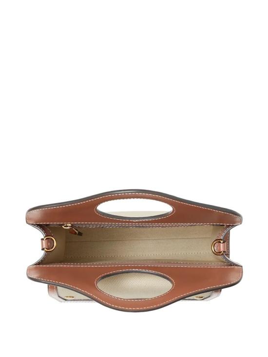 26SS 버버리 미니 투톤 캔버스 앤 레더 포켓 백 내츄럴 몰트 8039361112818 A1395 NATURALTAN - BURBERRY