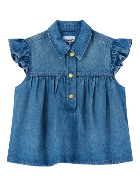 26SS 가니 데님 러플 탑 A1040047091 TINTWASH