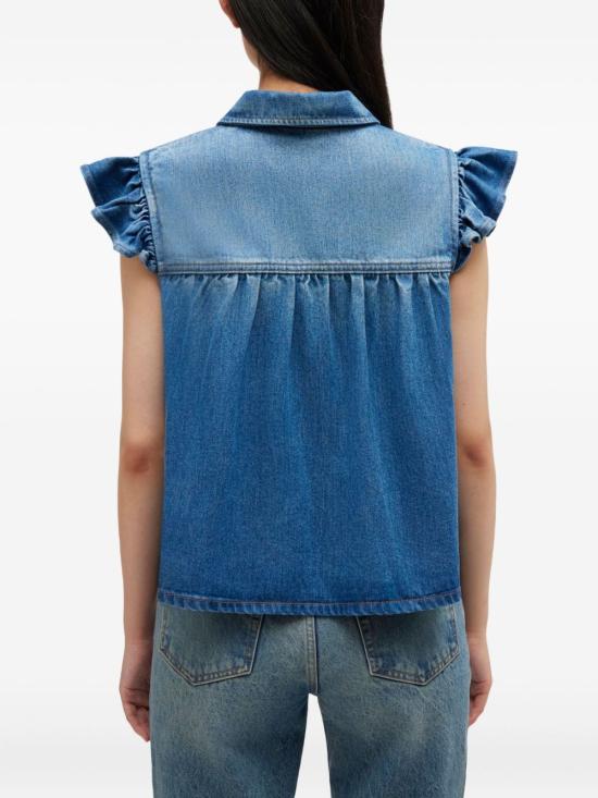 26SS 가니 데님 러플 탑 A1040047091 TINTWASH - GANNI