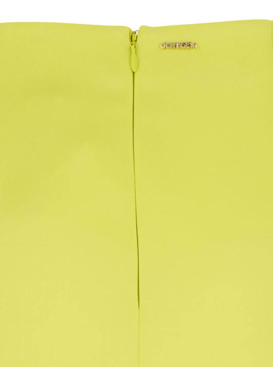  트윈셋 미디 스커트 뒷면에 숨겨진 지퍼 여밈과 로고 플레이트가 있는   (노란색) - TWINSET