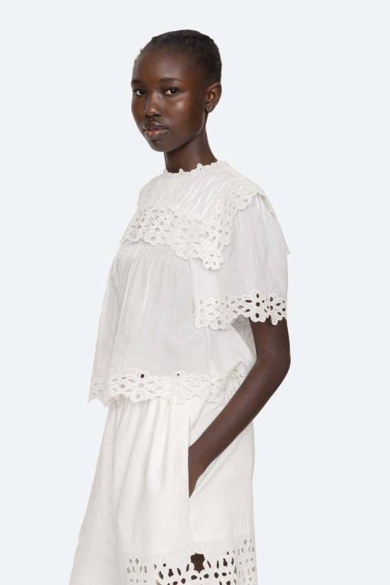  씨뉴욕 블라우스 Sea Ny Leila 아일렛 반팔 탑 - SEA NY