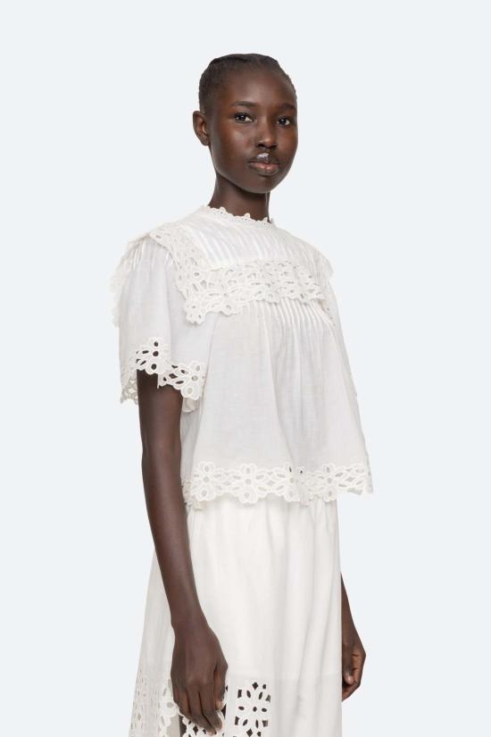  씨뉴욕 블라우스 Sea Ny Leila 아일렛 반팔 탑 - SEA NY