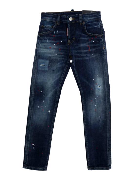  [키즈] 디스퀘어드2 진 키즈 Dsquared2 블루 파이브 포켓 로고 패치 진