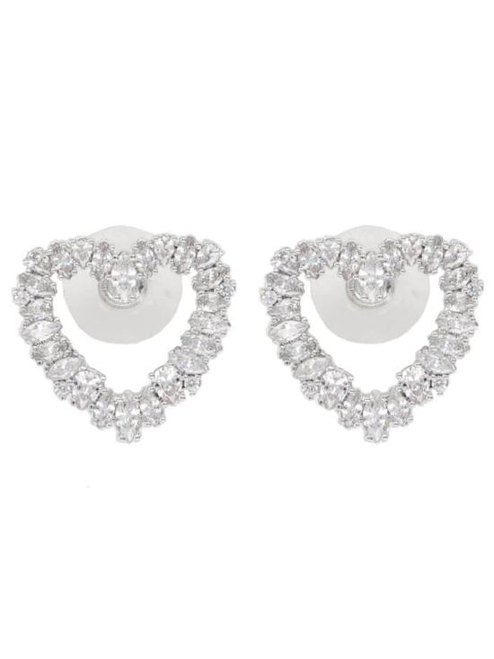  셀프 포트레이트 이어링 크리스탈 하트 귀걸이 실버