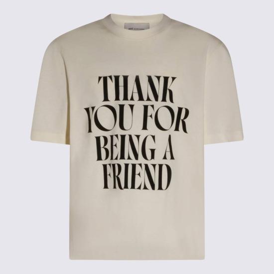  아미 반팔 티셔츠 알렉상드르 마티우시 오프 화이트 코튼 티셔츠 베이지