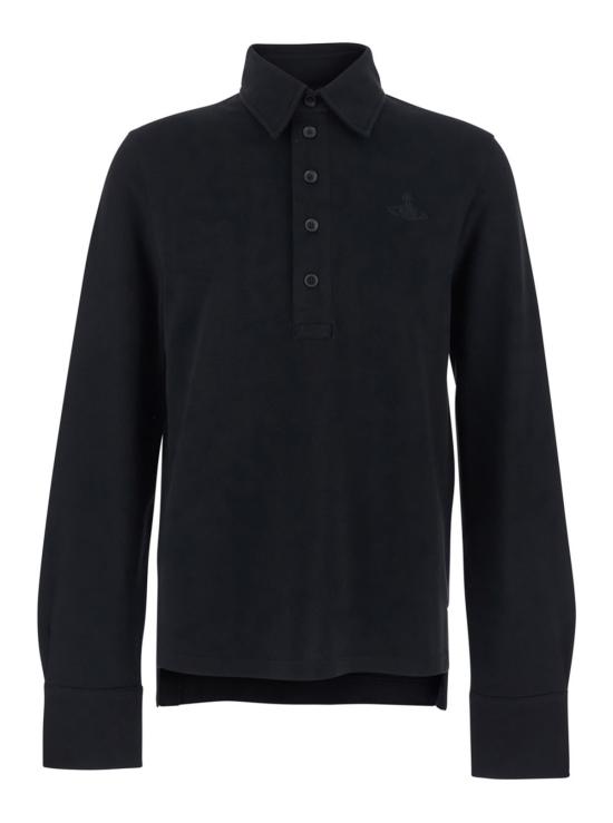  비비안웨스트우드 폴로 티셔츠 비비안 웨스트우드 톤온톤 로고 긴팔 폴로 셔츠 블랙