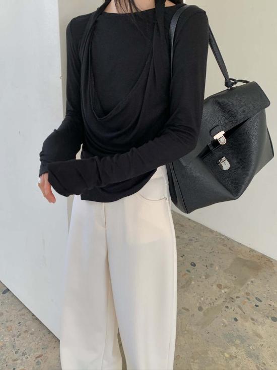  더 엔케이씨 스토어 긴팔 티셔츠 NKC 스토어 넬리 탑 블랙 - The NKC Store