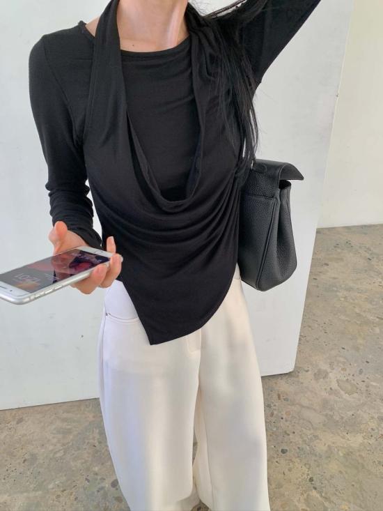  더 엔케이씨 스토어 긴팔 티셔츠 NKC 스토어 넬리 탑 블랙