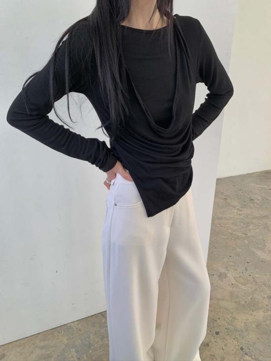  더 엔케이씨 스토어 긴팔 티셔츠 NKC 스토어 넬리 탑 블랙 - The NKC Store