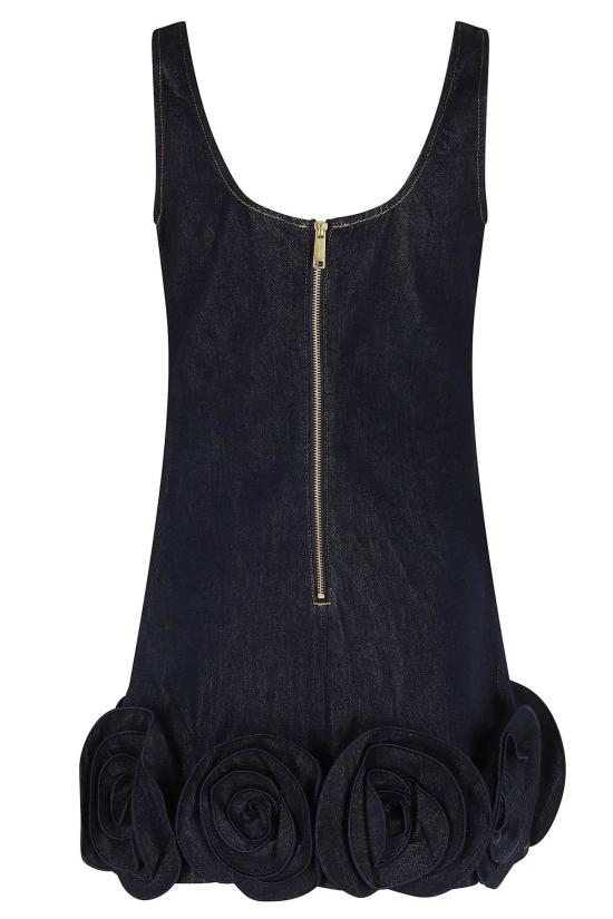  셀프 포트레이트 숏 원피스 인디고 데님 3D 플라워 미니 드레스 블루 - SELF PORTRAIT