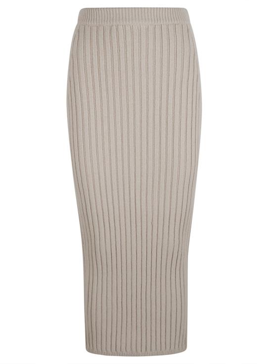  막스마라 세타 울 불렌드 니트 리브드 롱 스커트 2421306033600 002 Grey