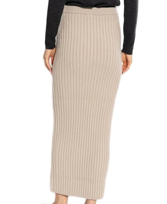  막스마라 세타 울 불렌드 니트 리브드 롱 스커트 2421306033600 002 Grey - MAX MARA