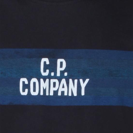  씨피 컴퍼니 반팔 티셔츠 C.P. 컴퍼니 다크 블루 코튼 티셔츠 토탈 이클립스 - C.P. COMPANY