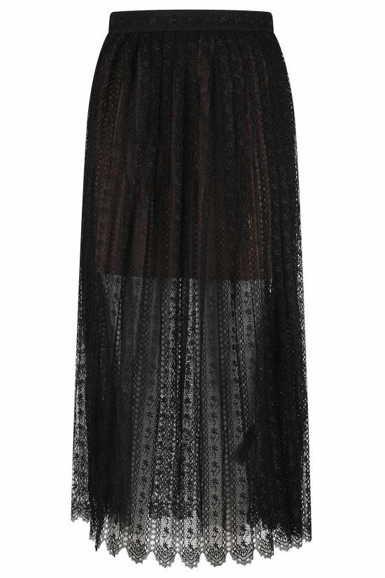  셀프 포트레이트 미디 스커트 오간자 레이스  블랙