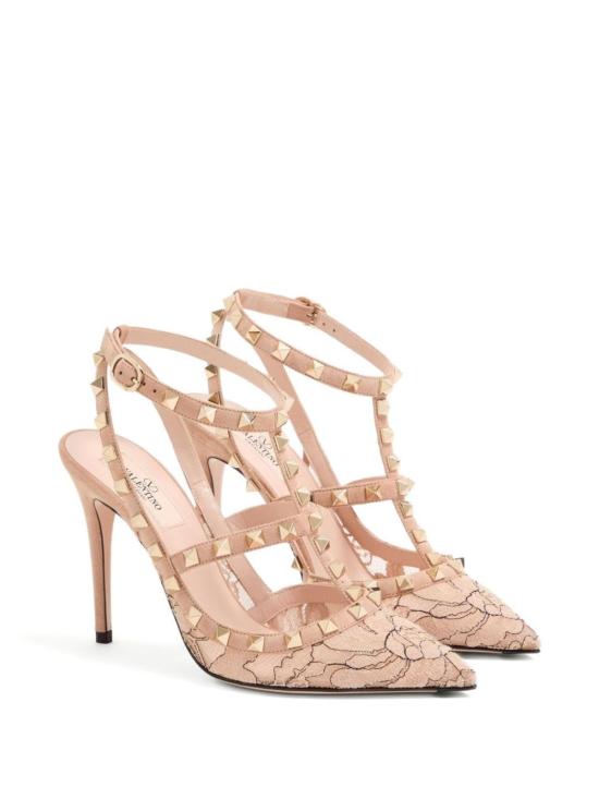  발렌티노 가라바니 힐/펌프스 락스터드 레이스 펌프스 파우더 - VALENTINO GARAVANI
