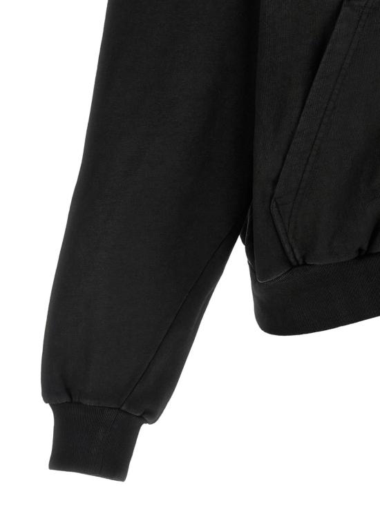  발렌시아가 긴팔 티셔츠 크롭 후드티 블랙 - BALENCIAGA