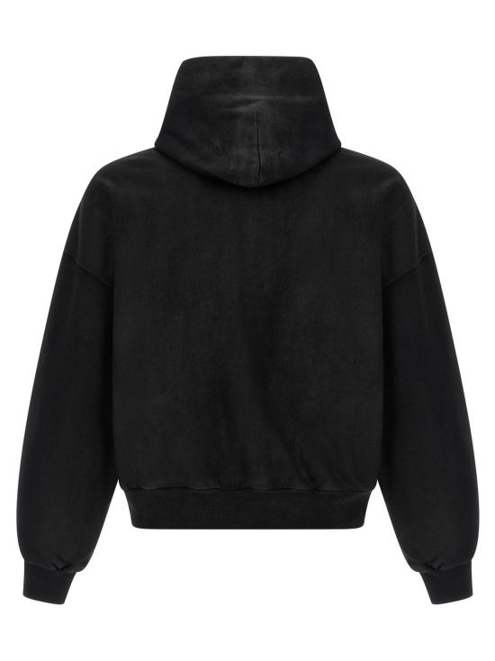  발렌시아가 긴팔 티셔츠 크롭 후드티 블랙 - BALENCIAGA