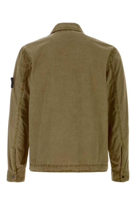  스톤 아일랜드 긴팔 셔츠 코튼 셔츠 올리브 그린 - STONE ISLAND