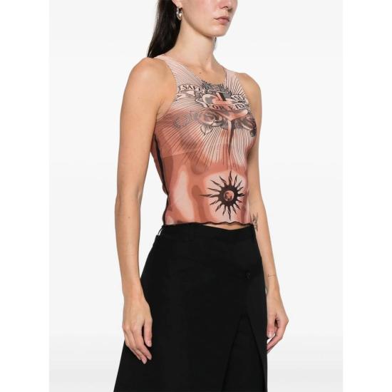  장 폴 고티에 민소매 티셔츠 탑 뉴트럴/브라운 - JEAN PAUL GAULTIER