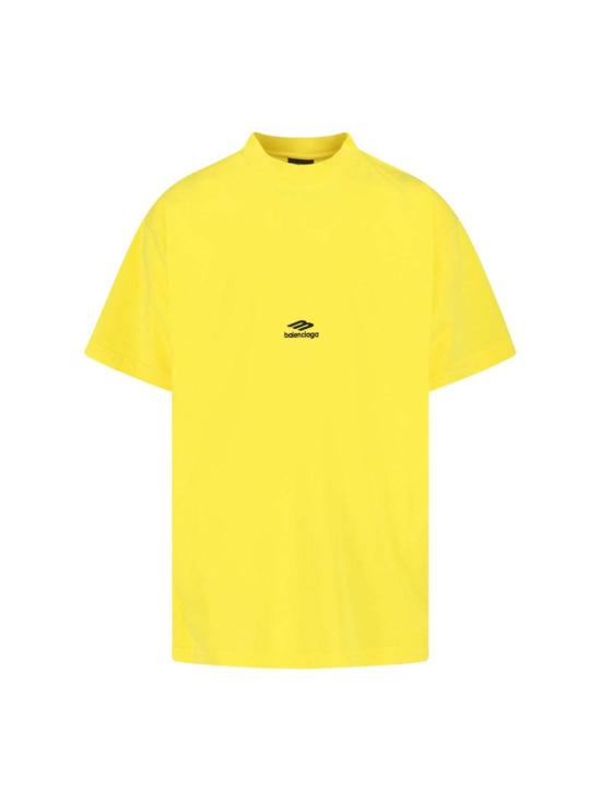  발렌시아가 반팔 티셔츠 3 B 스포츠 아이콘 티셔츠 옐로우