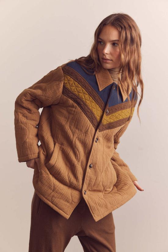  아멘테 봄버 자켓 컬러 블록 코튼 봄버 재킷 코코