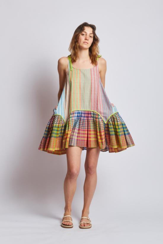  RUJUTA SHETH 튜닉 루주타 셰스 제이드  엽서 스트라이프 X 체스