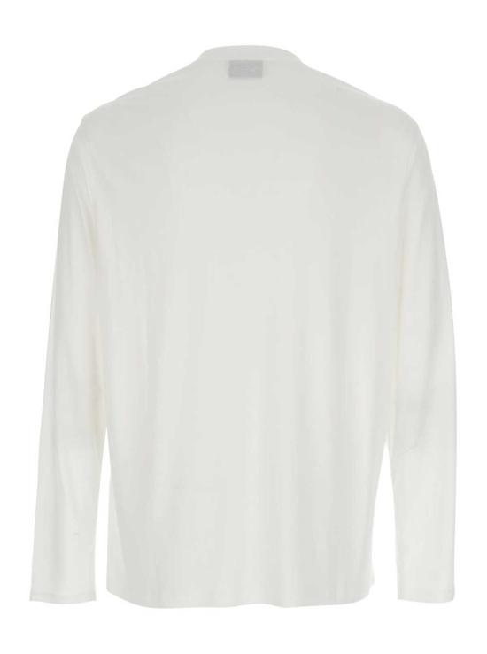  엠포리오 아르마니 긴팔 티셔츠 로고 자수 크루넥 티셔츠 (화이트) - EMPORIO ARMANI