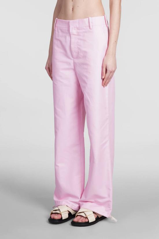  마르니 스트레이트 팬츠 로고 자수  핑크 - MARNI