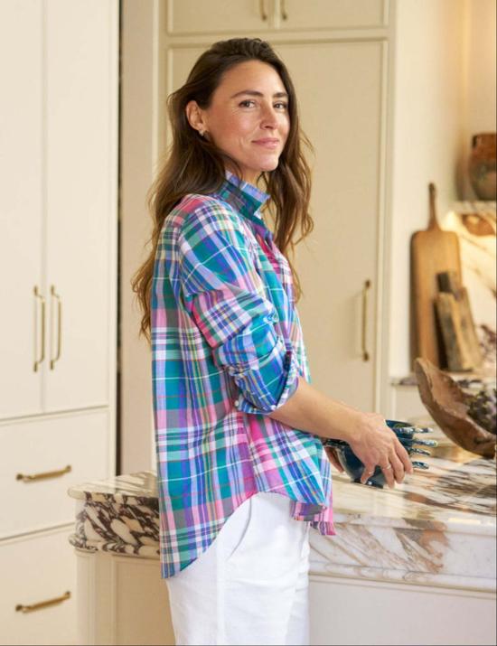  프랭크 앤 에일린 셔츠 프랭크 & 아일린 아일린 릴렉스 버튼업 셔츠 그린 퍼플 오렌지 체크 - FRANK & EILEEN