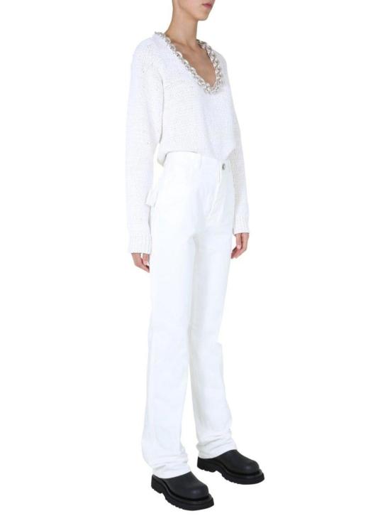  보테가베네타 데님 팬츠 보테가 베네타 스트레이트 레그 진 화이트 - BOTTEGA VENETA