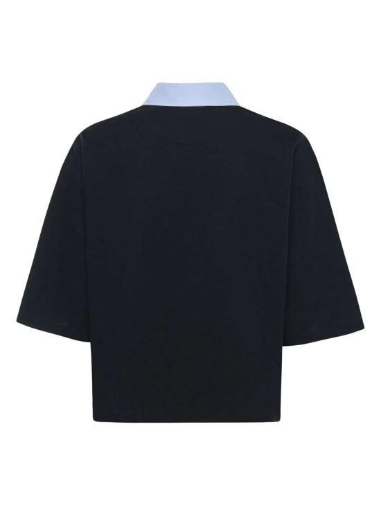  스텔라 맥카트니 반팔 티셔츠 스텔라 매카트니 크롭 피케 폴로 셔츠 네이비 블루 - STELLA MCCARTNEY