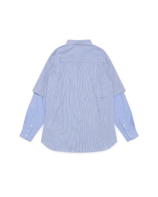  꼼데가르송 긴팔 셔츠 Comme Des Garçons 코튼 옥스포드 스트라이프 X 코튼 포플린 스트라이프 셔츠 화이트/색소 - COMME DES GARCONS