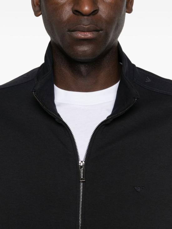  엠포리오 아르마니 긴팔 티셔츠 코튼 지퍼 스웨트셔츠 블루 - EMPORIO ARMANI