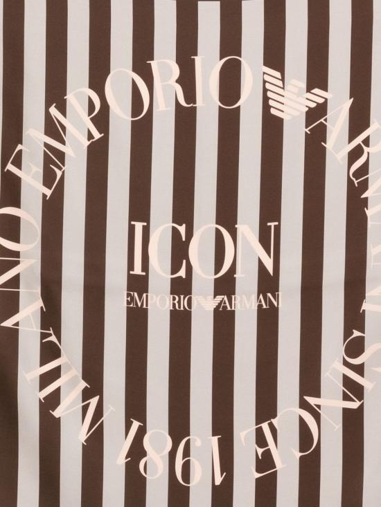  엠포리오 아르마니 머플러/스카프 스트라이프 실크 풀라드 스카프 브라운 - EMPORIO ARMANI