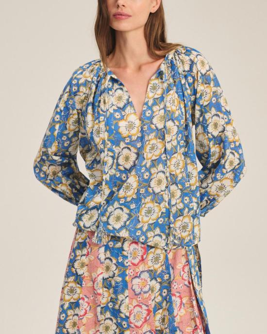  벨벳 긴팔 티셔츠 리즈 보헤미안 탑 아술