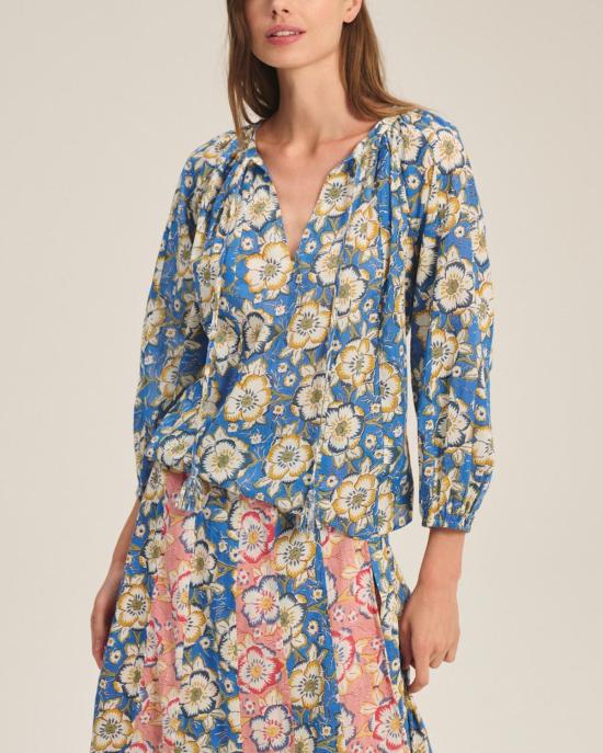  벨벳 긴팔 티셔츠 리즈 보헤미안 탑 아술 - VELVET